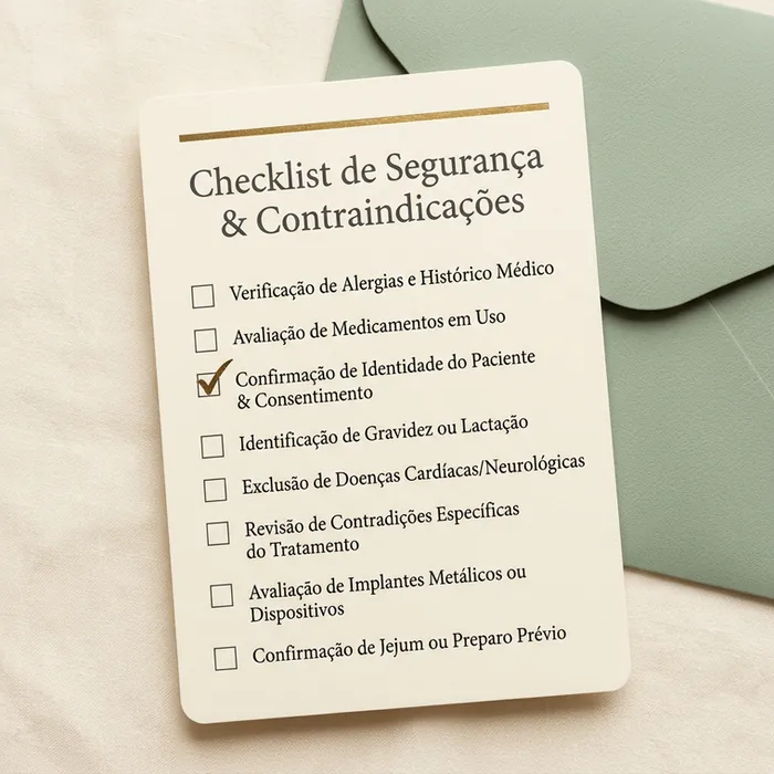 Mockup do Checklist de Segurança e Contraindicações