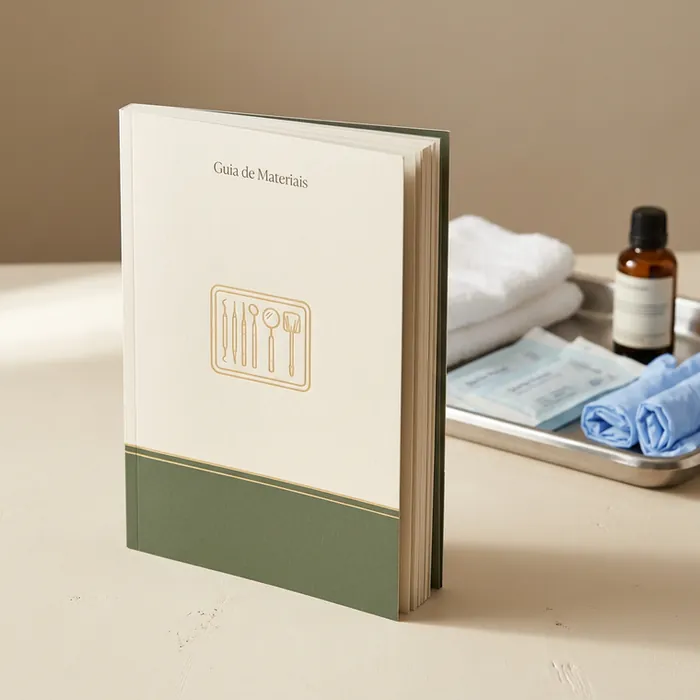 Mockup do guia de Materiais e Como Montar seu Atendimento